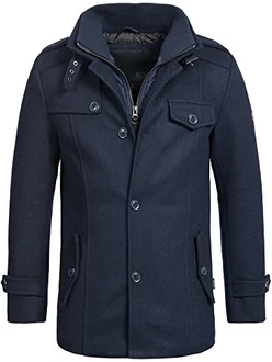 Indicode Herren Kurzmantel mit Stehkragen Brandon Navy