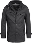 Indicode Herren Kurzmantel mit Stehkragen Brandon Charcoal Mix