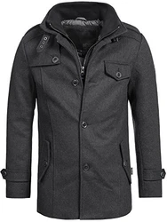 Indicode Herren Kurzmantel mit Stehkragen Brandon Charcoal Mix