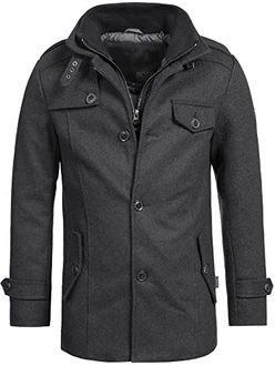 Indicode Herren Kurzmantel mit Stehkragen Brandon Charcoal Mix