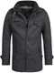 Indicode Herren Brandon Wollmantel Kurzmantel mit Stehkragen   Warmer Wollmantel kurzer Herrenmantel Wintermantel Winterjacke Herrenjacke Jacke Mantel für Männer Charcoal Mix M