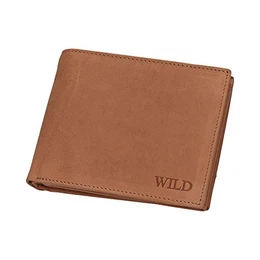 Sandbrauner Geldbeutel für Herren Echtes Büffelleder Geldbörse für Männer Brieftasche, Ledergeldbörse und Portemonnaie in Hellbraun/Sandbraun