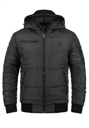 Blend BHBoris Herren Jacke Winterjacke Steppjacke gefüttert mit Kapuze Reißverschlusstaschen Rippbündchen Regular fit, Größe:S, Farbe:Black Teddy (75126)