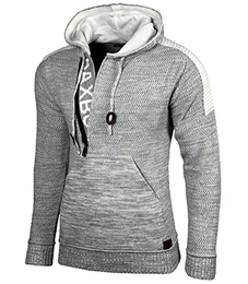 Herren Strick-Pullover Kapuzenpullover Moderne Männer Pulli Grobstrick Strickjacke Winter-Freizeit-Jacke B-290, Farbe:Grau, Größe:M