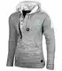 Baxboy Herren Strick-Pullover Kapuzenpullover Moderne Männer Pulli Grobstrick Strickjacke Winter-Freizeit-Jacke B-290, Farbe:Grau, Größe:M