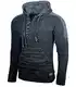 Baxboy Herren Strick-Pullover Kapuzenpullover Moderne Männer Pulli Grobstrick Strickjacke Winter-Freizeit-Jacke B-290, Farbe:Schwarz, Größe:M