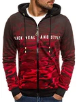 OZONEE Herren Kapuzenpullover Sweatjacke Sweatshirt Kapuzenjacke Kapuzenpulli mit Reißverschluss Langarm Hoodie Sport Style Casual Fitness Training Basic (2008) ROT