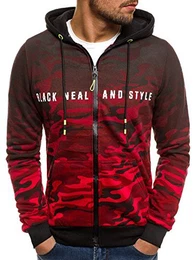 Herren Kapuzenpullover Sweatjacke Sweatshirt Farbvarianten Kapuzenjacke Kapuzenpulli mit Reißverschluss Langarm Hoodie Sport Style Casual Fitness Training Basic J.Style DD86 M ROT