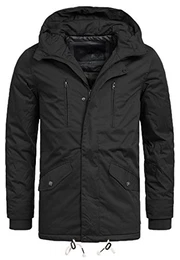 Herren Chance Herrenmantel mit verdeckter Knopfleiste Wintermantel f. Männer Black L