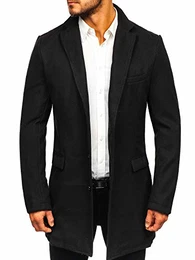 Herren Mantel Wintermantel Kurzmantel Winterjacke Stehkragen Reverskragen Elegant Business Freizeit Warm Gefüttert J.Boyz 1047 Schwarz M [4D4]