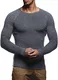LEIF NELSON Herren Strickpullover Basic Rundhals Crew Neck Sweatshirt Langarm Sweater Feinstrick LN20729, Größe M, Anthrazit