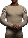 Leif Nelson Herren Strickpullover Basic Rundhals Crew Neck Sweatshirt Langarm Sweater Feinstrick (LN20729) Beige (LN20729)