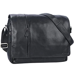 STILORD Ledertasche Herren Umhängetasche Unitasche Laptoptasche 15.6 Zoll Aktentasche Bürotasche Elias schwarz