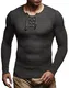 Leif Nelson Herren dünner Strick-Pullover Rundhals-Ausschnitt Slim Fit Winter Sommer Moderner Männer Winterpullover Wollpullover Langarm Crew Neck Feinstrick LN1605 Anthrazit-Schwarz Small