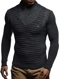Herren Strickpullover Schwarz XL Reißverschluss - Dünner Männer Strick Pullover Winter & Sommer - Cooler Männer Pullover Schalkragen