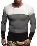 Leif Nelson Herren Strickpullover Rundhals Slim Fit LN1660 Schwarz