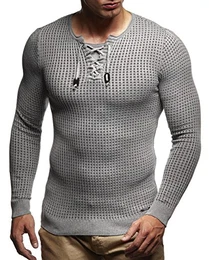 Herren dünner Strick-Pullover Rundhals-Ausschnitt Slim Fit Winter Sommer Moderner Männer Winterpullover Wollpullover Langarm Crew Neck Feinstrick LN1605 Grau-Schwarz X-Large
