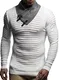 Leif Nelson Herren Strick-Pullover Schalkragen Slim Fit Winter Sommer Moderner Männer Pulli Langarm T-Shirt mit Kragen Herren Hoodie-Longsleeve in schwarz LN1620 Ecru Medium
