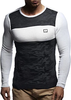 Leif Nelson Herren Strick-Pullover Rundhals-Ausschnitt Slim Fit (LN1645, FBA-1830)