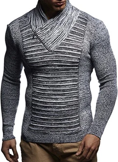 Leif Nelson Herren Strick-Pullover Schalkragen Slim Fit LN1535 Leif Nelson Herren Strick-Pullover Schalkragen Slim Fit LN1535
