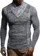 Leif Nelson Herren Strick-Pullover Schalkragen Slim Fit Winter Sommer Moderner Männer Pulli Langarm T-Shirt mit Kragen Herren Hoodie-Longsleeve in schwarz LN1535 Schwarz-Ecru Large