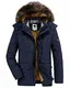 Gefütterte Winterjacke Herren Winterparka Verdickte Parka Jacke mit Fell Übergangsjacke Warme Wintermantel mit Fellkapuze, A07-blau, Gr. EU-L