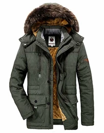 Gefütterte Winterjacke Herren Winterparka Verdickte Parka Jacke mit Fell Übergangsjacke Warme Wintermantel mit Fellkapuze, A07-armee Grün, Gr. EU-M