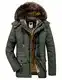 Gefütterte Winterjacke Herren Winterparka Verdickte Parka Jacke mit Fell Übergangsjacke Warme Wintermantel mit Fellkapuze, A07-armee Grün, Gr. EU-M