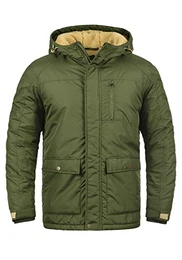 Maher Herren Winter Jacke Herrenjacke Winterjacke gefüttert mit Kapuze und Teddy-Futter, Größe:XL, Farbe:Dark Olive