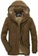 Herren Warme Winterjacke Parka Jacke mit Fell Wintermantel mit Kapuze Übergangsjacke Gefütterte Winterparka, A08-coffee, Gr. EU-M/Asia-2XL
