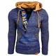 Rusty Neal Herren Pullover Strick Kapuze Kapuzenpullover Verschluss Bauchtasche A1-RN13277, Größe:M, Farbe:Sax/Camel