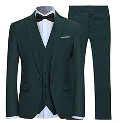 Allthemen Anzug Herren Slim Fit 3 Teilig 3-Teilig Sakko Hose Weste für Business Hochzeit Grün