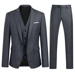 Allthemen Anzug Herren Slim Fit 3 Teilig 3-Teilig Sakko Hose Weste für Business Hochzeit Grau