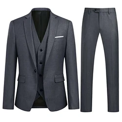 Allthemen Anzug Herren Slim Fit 3 Teilig 3-Teilig Sakko Hose Weste für Business Hochzeit Grau
