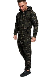 Amaci&Sons Herren Overall Jumpsuit Jogging Cargo-Style Onesie Trainingsanzug Camouflage SACRAMENTO (3006) Camouflage/Khaki