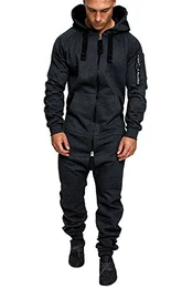 Herren Overall Jumpsuit Jogging Cargo-Style Onesie Trainingsanzug Camouflage 3006 Anthrazit M