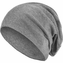 Warme Herbst Winter Slouch Beanie XXL aus atmungsaktivem, feinem und leichten Jersey Unisex Mütze Wintermütze One Size, Farbe:Hellgrau