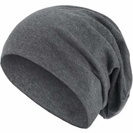 Warme Herbst Winter Slouch Beanie XXL aus atmungsaktivem, feinem und leichten Jersey Unisex Mütze Wintermütze One Size, Farbe:Grau