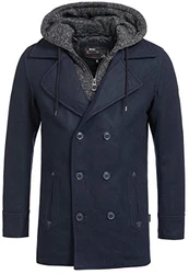 Indicode Herren Cliff Kurzmantel mit Stehkragen Mantel Navy