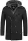 Indicode Herren Cliff Kurzmantel aus hochwertiger Wollmischung mit Stehkragen   kurzer Wollmantel moderner Herrenmantel Lange Jacke Wintermantel Zweireiher Mantel für Männer Black M