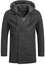 Indicode Herren Cliff Kurzmantel mit Stehkragen Charcoal Mix