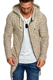 Herren Kapuzenpullover Zipper Sweatshirt Hoodie Sweatjacke Pullover 4016 Beige L