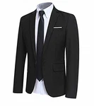 Allthemen Sakko Herren Slim Fit Sportlich Anzugjacke Blazer für Business Hochzeit Freizeit Schwarz