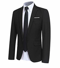 Sakko Herren Slim Fit Sportlich Anzugjacke Herren Blazer für Business Hochzeit Freizeit Schwarz S