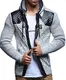 Leif Nelson Herren Strick-Jacke mit Kapuze Slim Fit Grobstrick Moderner schwarzer Herren Hoodie-Sweatjacke-Winterjacke Langarm Grobstrick LN5355 Ecru-Grau Medium