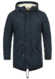 !Solid Darnell Herren Winter Jacke Parka Mantel Lange Winterjacke gefüttert mit Teddy-Futter und Kapuze aus 100% Baumwolle, Größe:M, Farbe:Insignia Blue (1991)