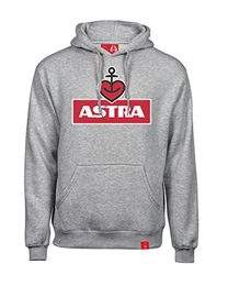 ASTRA Hoodie Herzanker Unisex Größe M, bequemer Pullover mit Kapuze, Cooler Kapuzen-Pulli mit Aufdruck, für Damen & Herren, Grauer Sweater aus St.Pauli