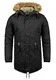 !Solid Clarki Teddy Herren Winter Jacke Parka Mantel Lange Winterjacke gefüttert mit Teddy-Futter und Kunst-Fellkapuze, Größe:M, Farbe:Black (9000)