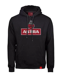 ASTRA Hoodie Herzanker Unisex Größe M, Sweater in Schwarz, sportlicher Kapuzen-Pullover mit Logo-Print auf Brust & Kapuze, Pulli für Männer & Frauen