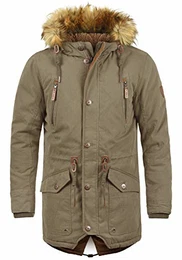 !Solid Vidage Herren Winter Jacke Parka Mantel Lange Winterjacke gefüttert mit Kunst-Fellkapuze, Größe:M, Farbe:Shitake Br (5323)